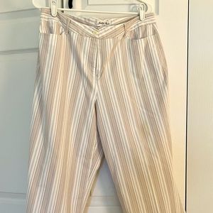 Tan and white striped capris
